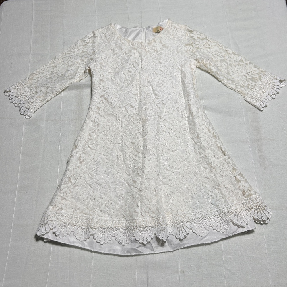 Grace Karin Cream Lace Kids Dress